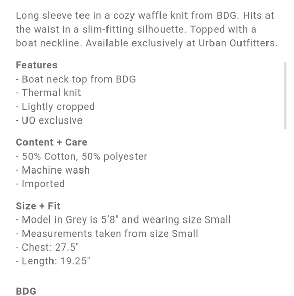 Urban Outfitters BDG IR Willow Thermal Long Sleeve Tee Medium - Picture 10 of 10